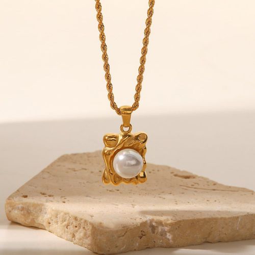 Collier avec pendentif à fausse perle carré - SHEIN - Modalova
