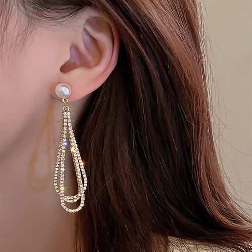 Boucles d'oreilles à design goutte d'eau fausse perle & zircone cubique - SHEIN - Modalova