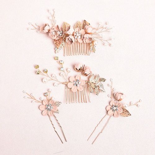 Pièces à fleur de mariée Peigne à cheveux & 2 pièces Épingle à cheveux - SHEIN - Modalova