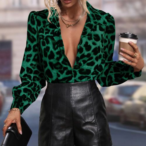 Chemise à léopard à manches bouffantes - SHEIN - Modalova