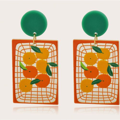 Pendants d'oreilles orange motif rectangle - SHEIN - Modalova
