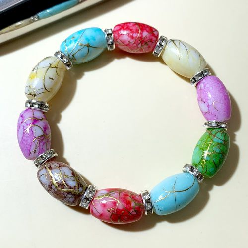 Bracelet perlé de couleur aléatoire avec strass - SHEIN - Modalova
