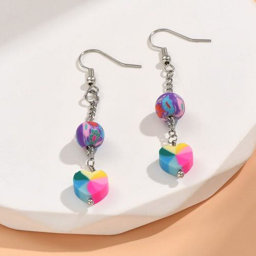 Pendants d'oreilles à blocs de couleurs perle & à détail cœur - SHEIN - Modalova