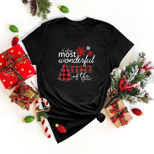 T-shirt Noël & graphique de slogan - SHEIN - Modalova