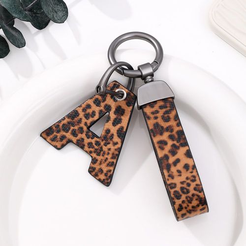 Porte-clés à motif léopard à breloque lettre avec dragonne - SHEIN - Modalova