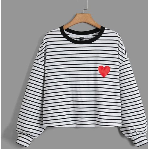T-shirt à rayures à imprimé cœur - SHEIN - Modalova
