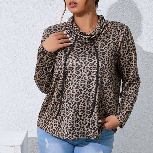 T-shirt léopard à cordon à col bénitier - SHEIN - Modalova