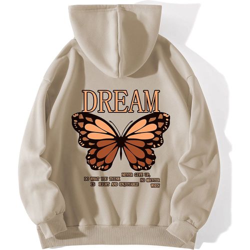 Sweat-shirt à capuche à motif papillon et slogan à cordon à doublure thermique - SHEIN - Modalova