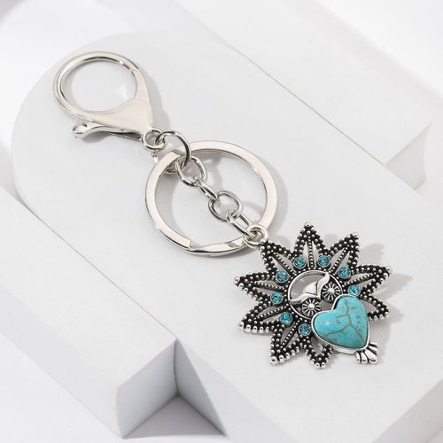 Porte-clés turquoise cœur & avec strass à fleur - SHEIN - Modalova