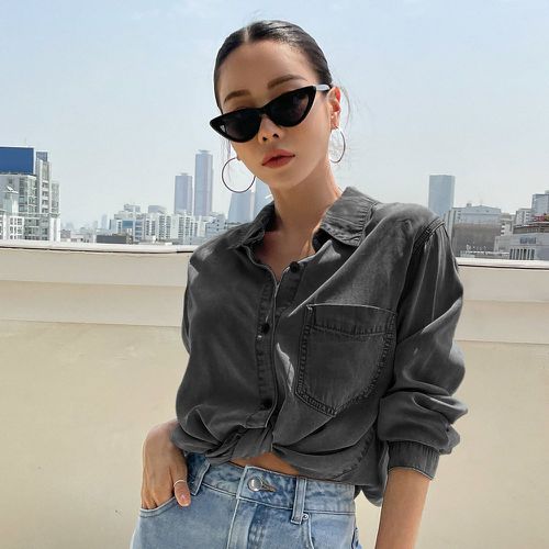 Blouse en jean avec poche - SHEIN - Modalova