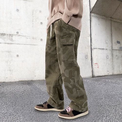 Pantalon cargo à imprimé camouflage à cordon - SHEIN - Modalova