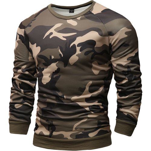 Sweat-shirt à imprimé camouflage manches raglan - SHEIN - Modalova