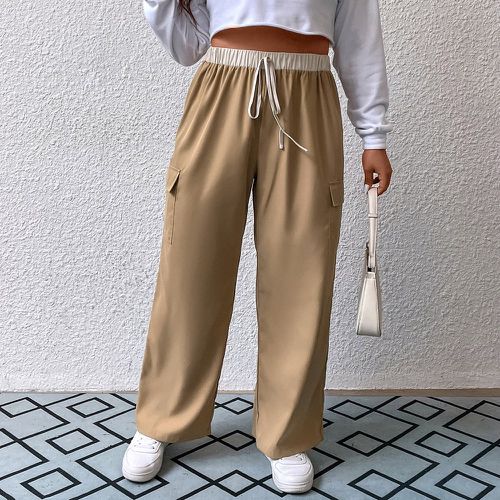 Pantalon cargo à nœud taille élastique poche à rabat - SHEIN - Modalova