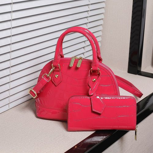 Sac dôme rose fluo en relief de crocodile avec bourse - SHEIN - Modalova