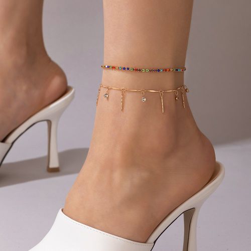 Pièces Bracelet de cheville de couleur aléatoire avec strass - SHEIN - Modalova
