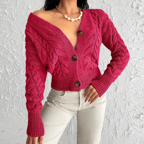 Cardigan en tricot torsadé - SHEIN - Modalova