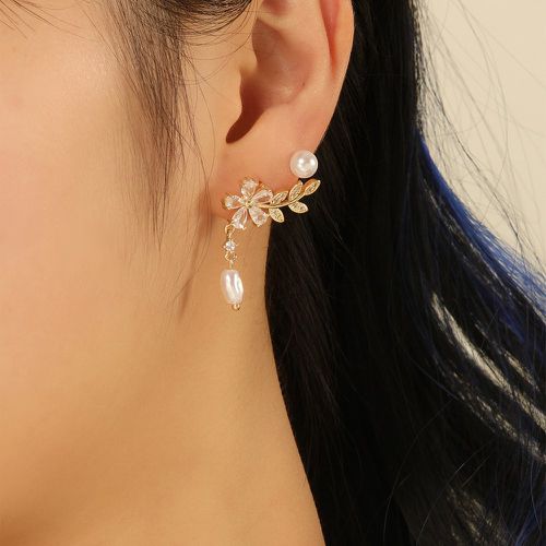 Paires Boucles d'oreilles à strass fleur & à fausse perle - SHEIN - Modalova