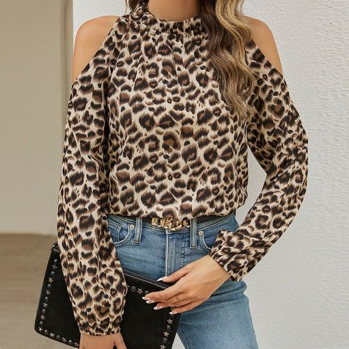 Blouse léopard à épaules dénudées à plis - SHEIN - Modalova