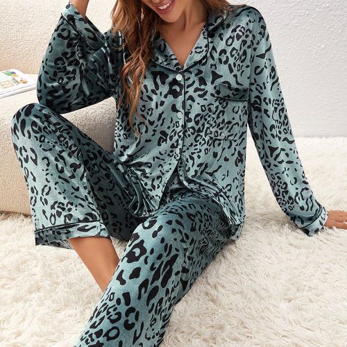Ensemble de pyjama pantalon & blouse léopard en satin - SHEIN - Modalova