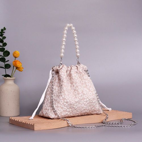 Sac seau mini avec fausses perles fleur en jacquard à chaîne - SHEIN - Modalova