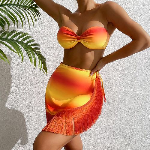 Bikini dégradé torsadé avec jupe de plage - SHEIN - Modalova