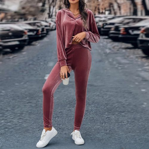 Legging & sweat-shirt à capuche en velours - SHEIN - Modalova