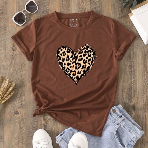 T-shirt à motif cœur et léopard - SHEIN - Modalova