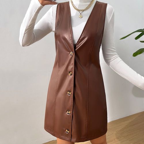 Robe salopette à bouton en cuir PU (sans t-shirt) - SHEIN - Modalova
