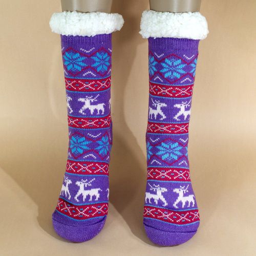 Chaussettes duveteuses dessin animé wapiti & à motif flocon de neige - SHEIN - Modalova