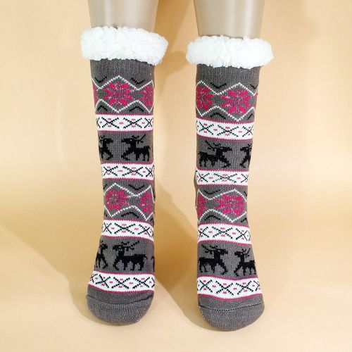 Chaussettes duveteuses dessin animé wapiti & à motif flocon de neige - SHEIN - Modalova