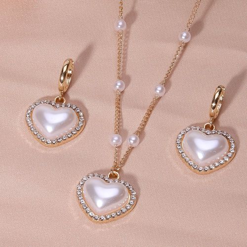 Pièces Set de bijoux à strass & fausse perle à détail cœur - SHEIN - Modalova