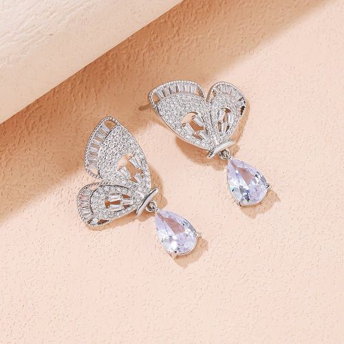 Boucles d'oreilles à design goutte d'eau zircone cubique papillon & - SHEIN - Modalova