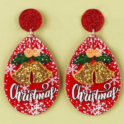 Boucles d'oreilles à design goutte d'eau Noël à lettres - SHEIN - Modalova
