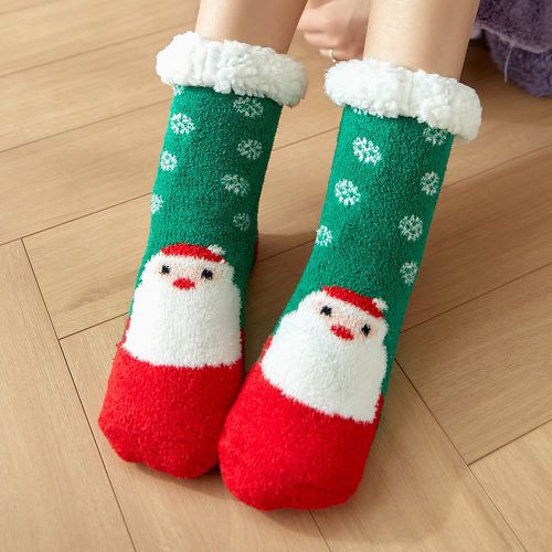 Chaussettes à motif père Noël avec doublure en polaire - SHEIN - Modalova
