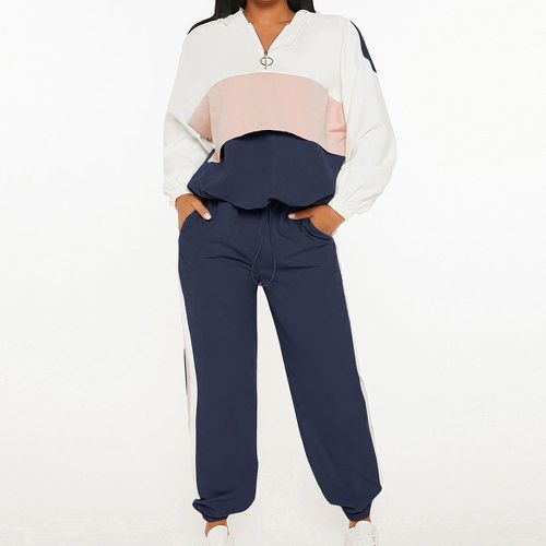 Pantalon de survêtement & Sweat-shirt à blocs de couleurs zippé - SHEIN - Modalova