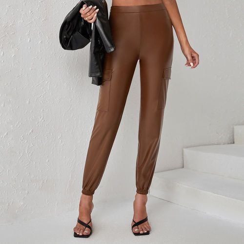 Pantalon poche à rabat en cuir PU - SHEIN - Modalova