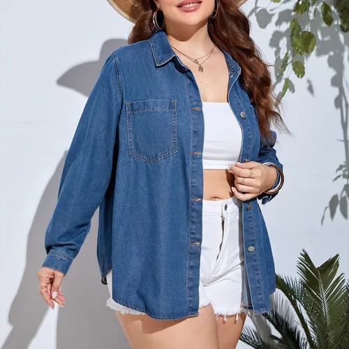 Chemise en jean avec poche - SHEIN - Modalova