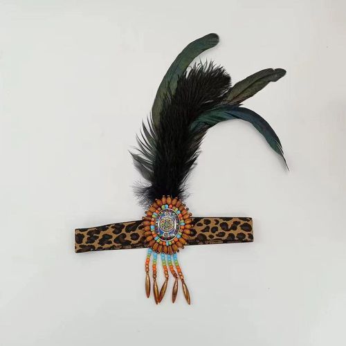 Bandeau de cheveux de déguisement à motif léopard plume & à perles - SHEIN - Modalova