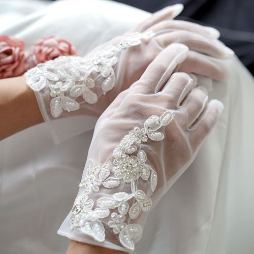 Gants de mariée fausse perle & à fleur - SHEIN - Modalova