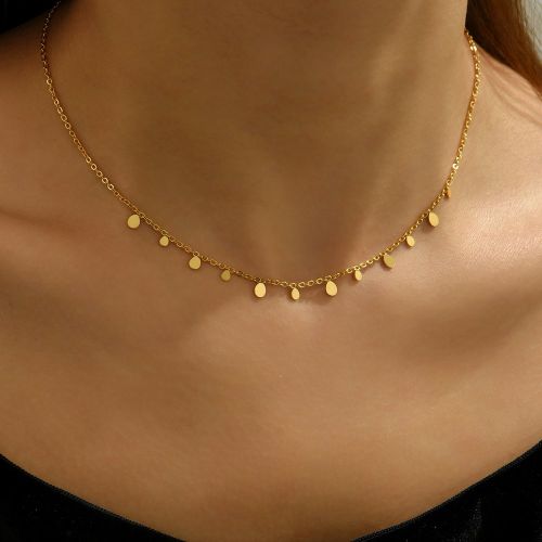 Collier ras du cou en forme de larme en acier inoxydable plaqué or, parfait pour un port quotidien, cadeau de fête, cadeau pour sœur - SHEIN - Modalova