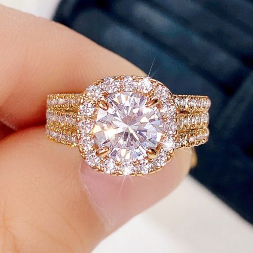 Pièce Bague cubique en zirconium à la mode, cadeau pour la Saint-Valentin, bijoux de mariage, maman, Fête des Mères, cadeau - SHEIN - Modalova