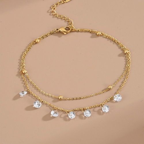 Bracelet de cheville multicouche zircone cubique - SHEIN - Modalova