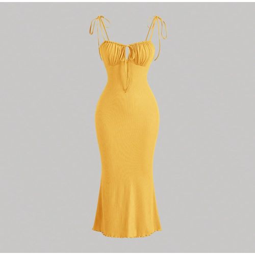 Robe À Fines Brides À Nœud À Ruchés À Épaule Nouée - SHEIN - Modalova