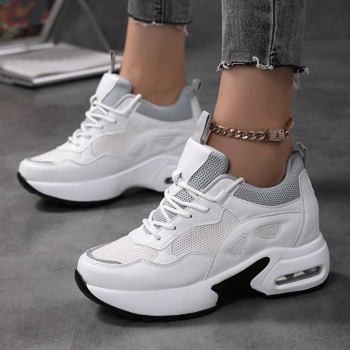 Chaussures de marche à semelle compensée en maille respirantes - design camouflage, confort toutes saisons, Baskets casual d'extérieur avec semelle - SHEIN - Modalova
