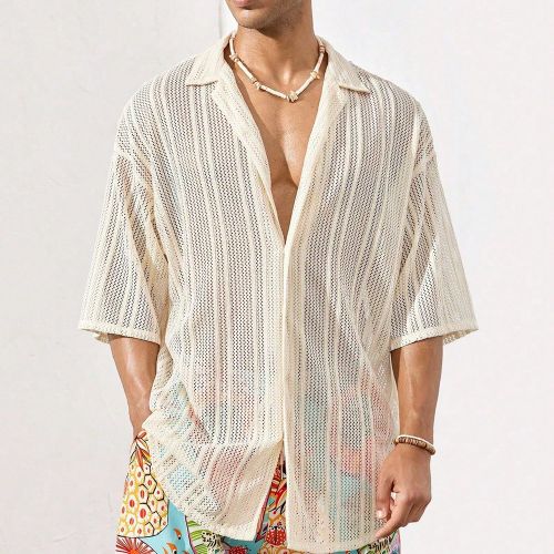 Chemise hawaïenne de plages, ample, à manches courtes, en tissu de filet, légère, respirante, de base, à la mode, bohème, pour les vacances et l - SHEIN - Modalova