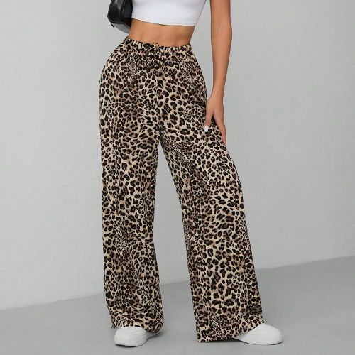 Pantalon large à imprimé léopard - SHEIN - Modalova