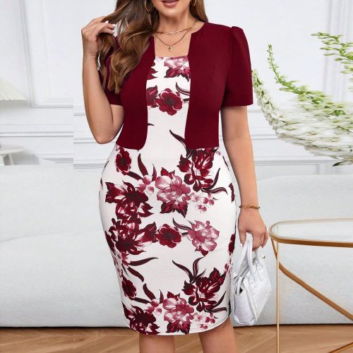 Robe moulante fleurie 2 en 1 grande taille - SHEIN - Modalova