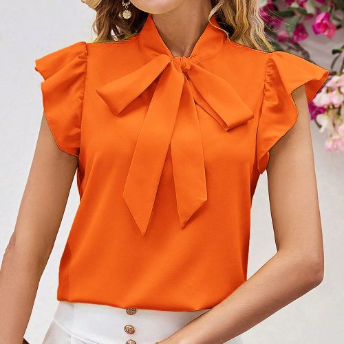 Chemise jaune à manches avec nœud papillons - SHEIN - Modalova