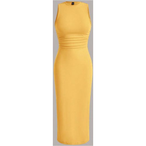 Robe moulante en tricot mini à col rond, jaune casual - SHEIN - Modalova
