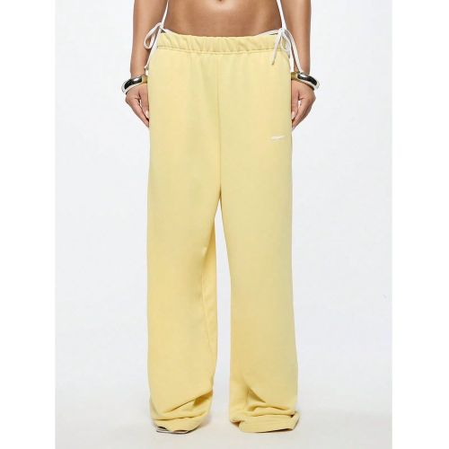 Pantalon de jogging ample à jambes larges, en jersey éponge douillet, avec poches, taille élastique, pour un usage décontracté, l'entraînement e - SHEIN - Modalova